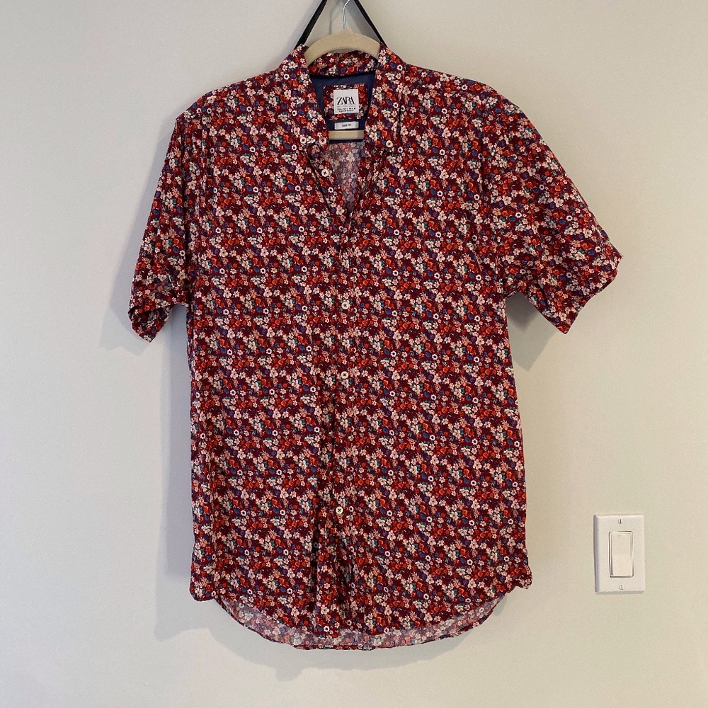 Red Zara Floral Shirt